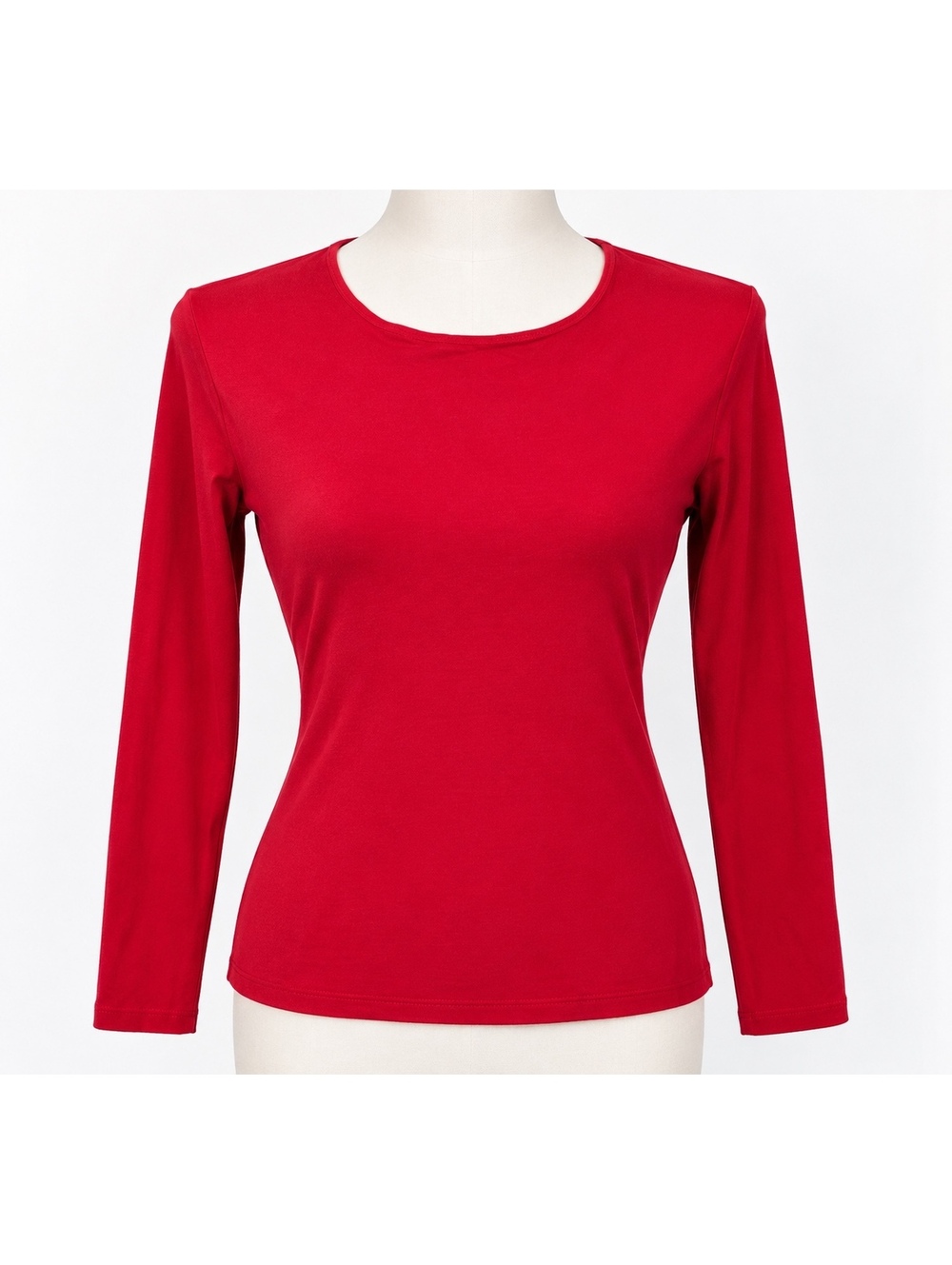 Vintage Casual Corner Stretch Red Long Sleeve Top Women M Y2K Minimalist USA
